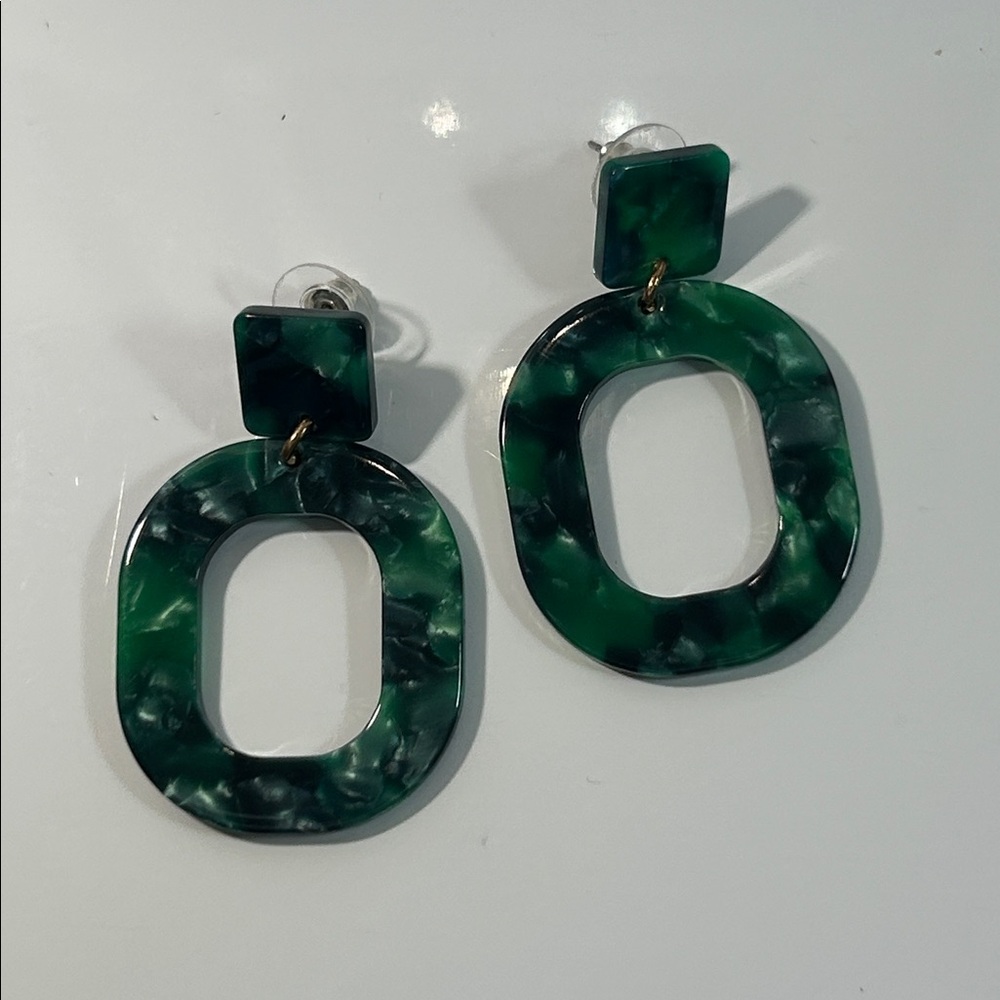 NWOT Artisan Handmade Colorful Modern Resin Dangle Earrings